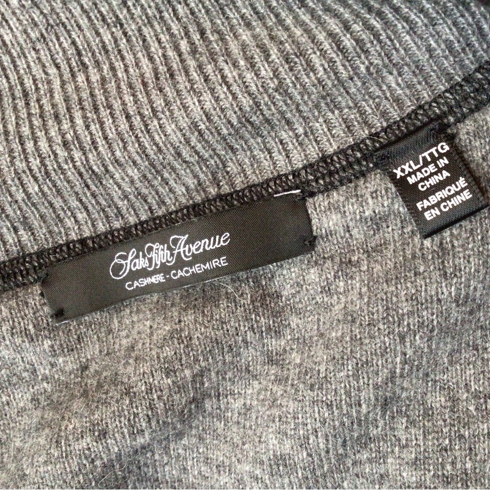 Saks Fifth Avenue Quarter Zip Cashmere Sweater, Black XXL - Picture 5 of 6